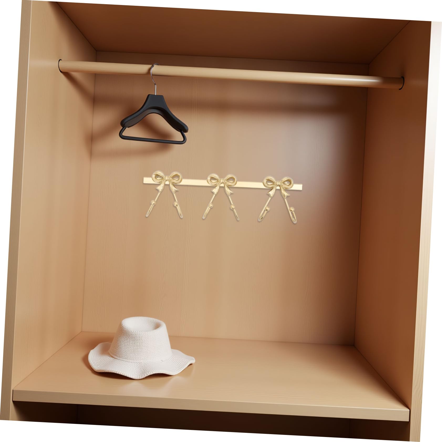 Housoutil Gancio Di Ferro Fiocco Dorato Gancio Da Parete Per Bagno e Casa Organizzatore Portasciugamani Rustico Per Abbigliamento Cappelli Borse e Chiavi