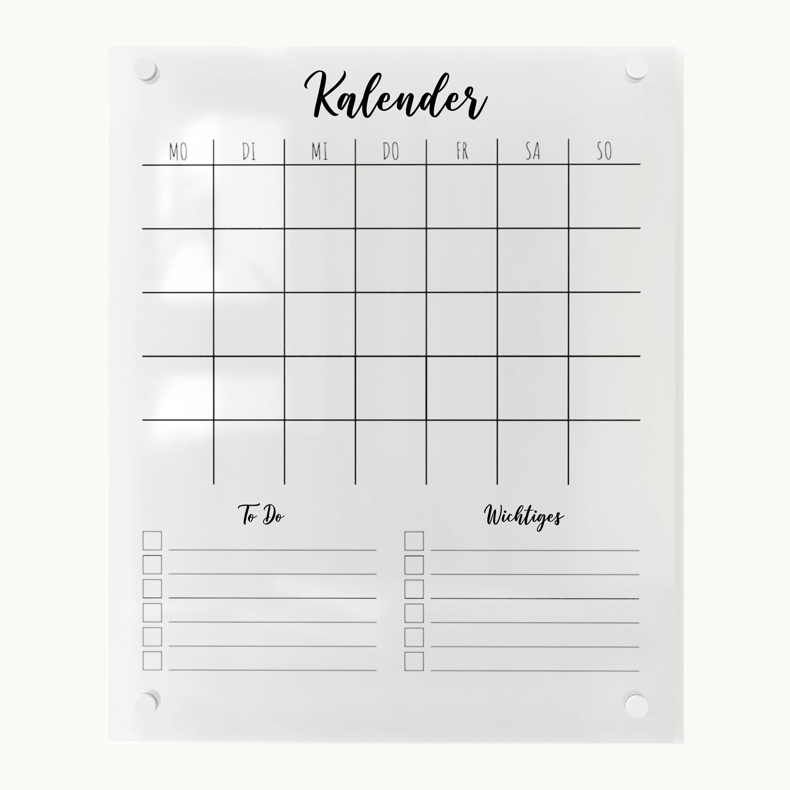 personalisierter Wandkalender - Organize and Style Kalender - wiederverwendbarer Kalender aus Acrylglas - Familienplaner abwischbar - Hingucker für jeden Raum