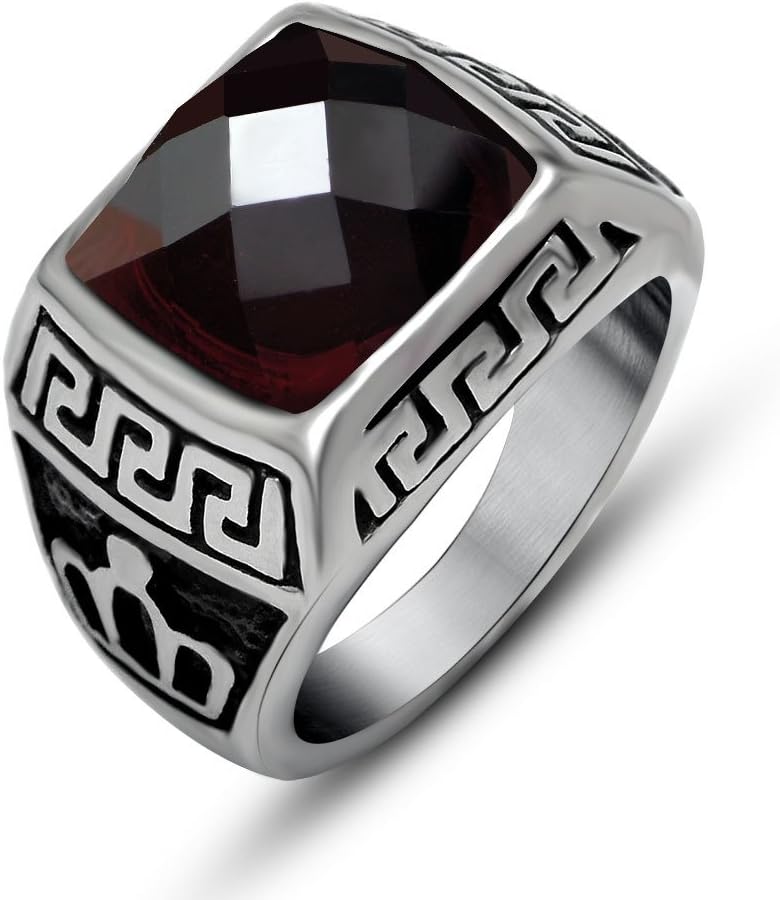 Fashion Korean version of the series of blue sandstone pomegranate ruby lovers ring make public titanium Siz-9-Blue