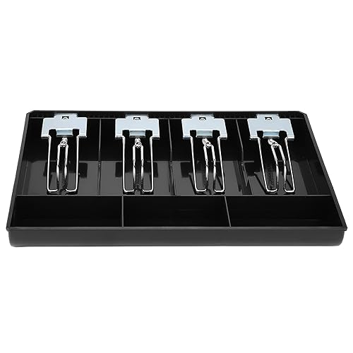 Bandeja de repuesto para caja registradora de efectivo con clip de metal, cuatro cajas, conveniente de usar (negro)