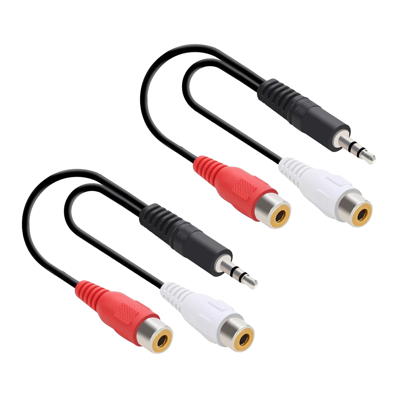 2 x adapter RCA Jack, męski kabel 3,5 mm RCA, adapter audio stereo, elastyczny kabel ze złotymi stykami, złącza metalowe, idealny do Hi-Fi, TV, smartfonów, systemów audio