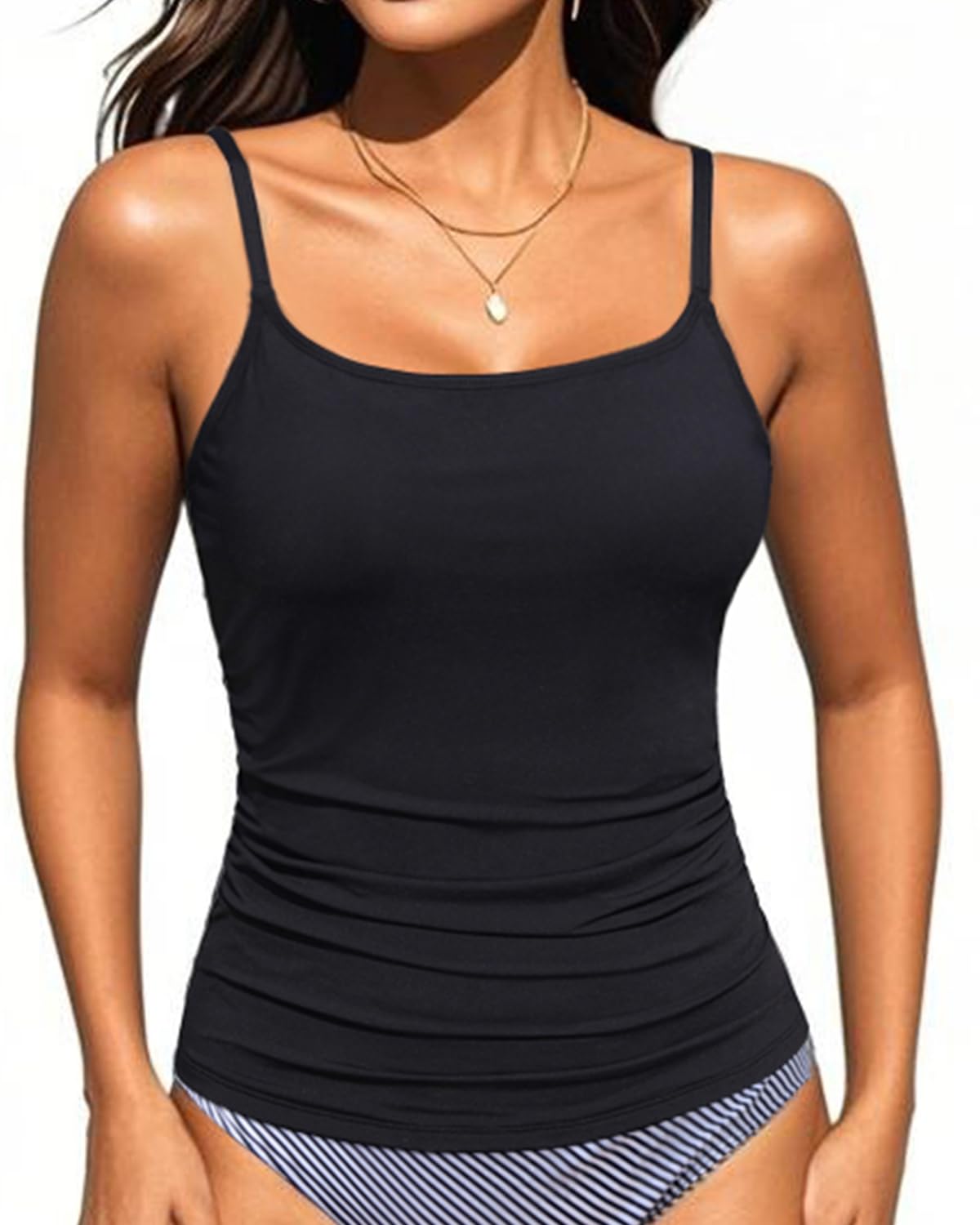 talisea Women's Tankini Top Only Tummy Control Bathing Suits Top U Neck Swimwear Tops No Bottom-picture-39