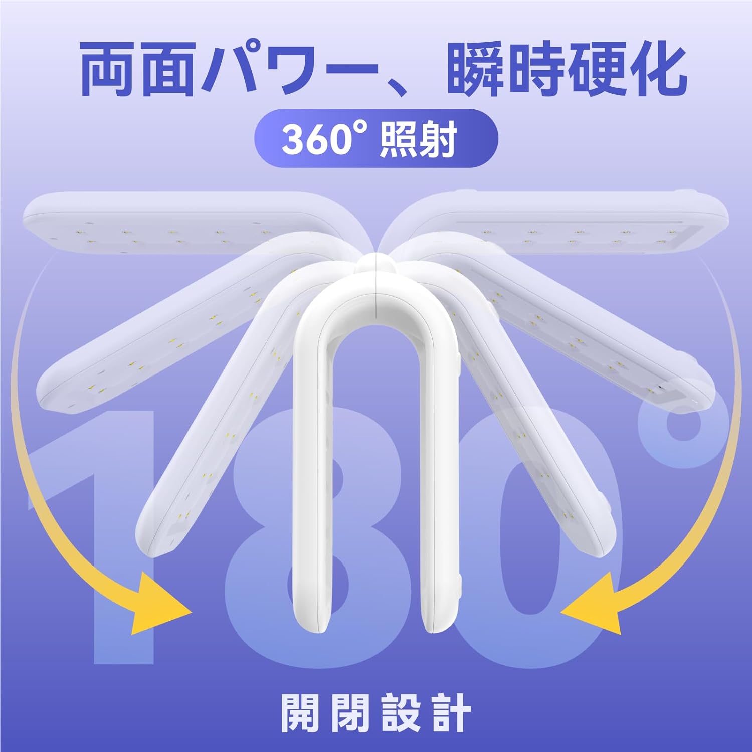 ISTOYO 180度展開UVレジンランプ、36個のランプビーズ付きジェルネイルランプ、レジン硬化LED両面ランプ、長時間設定（30