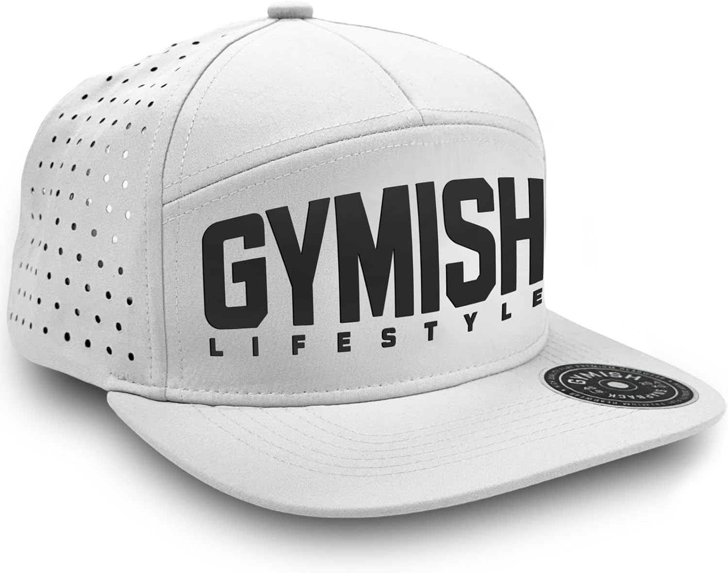Gymish Lifestyle Workout Hats for Men, 7 Panel Laser Vented Classic Snapback Hat Mens Gifts