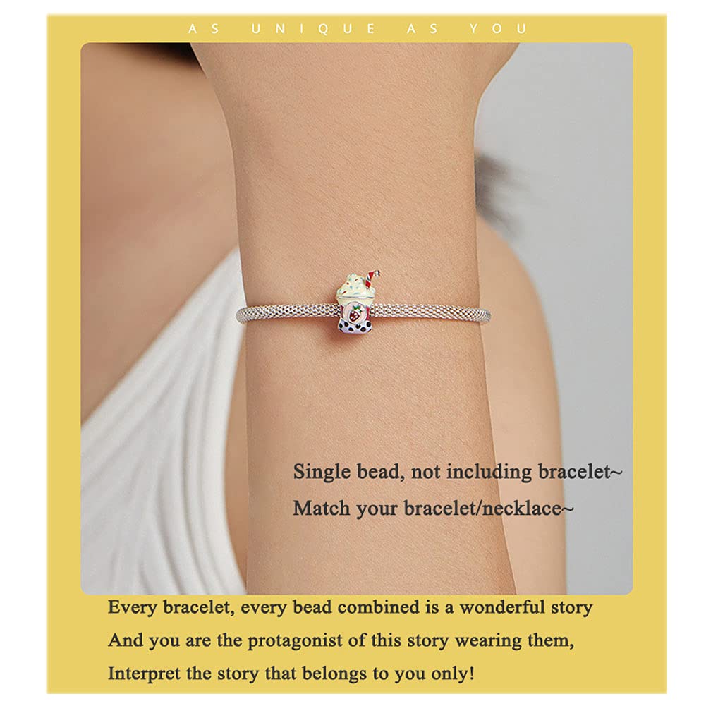 925 Sterling Silver Charms bransoletek DIY Craft Jewelry 4 zestaw Emalia Craft Beads Girl Cute Pendant