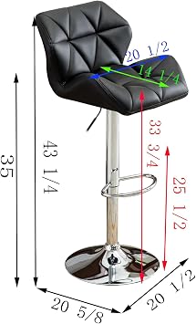 Chair Height Swivel Chair Barstools Swivel bar stools with Backs Simple Assembly Leather bar stools for Home Kitchen Dining Room Bar Coffee Shop