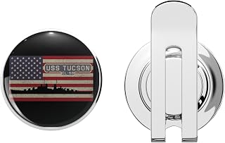 1080 Graphics USS Tucson CL 98 WW2 Light Cruiser Ship Vintage American Flag Gift Golf Hat Clip with Magnetic Ball Marker – Durable Metal Accessory for Golfers