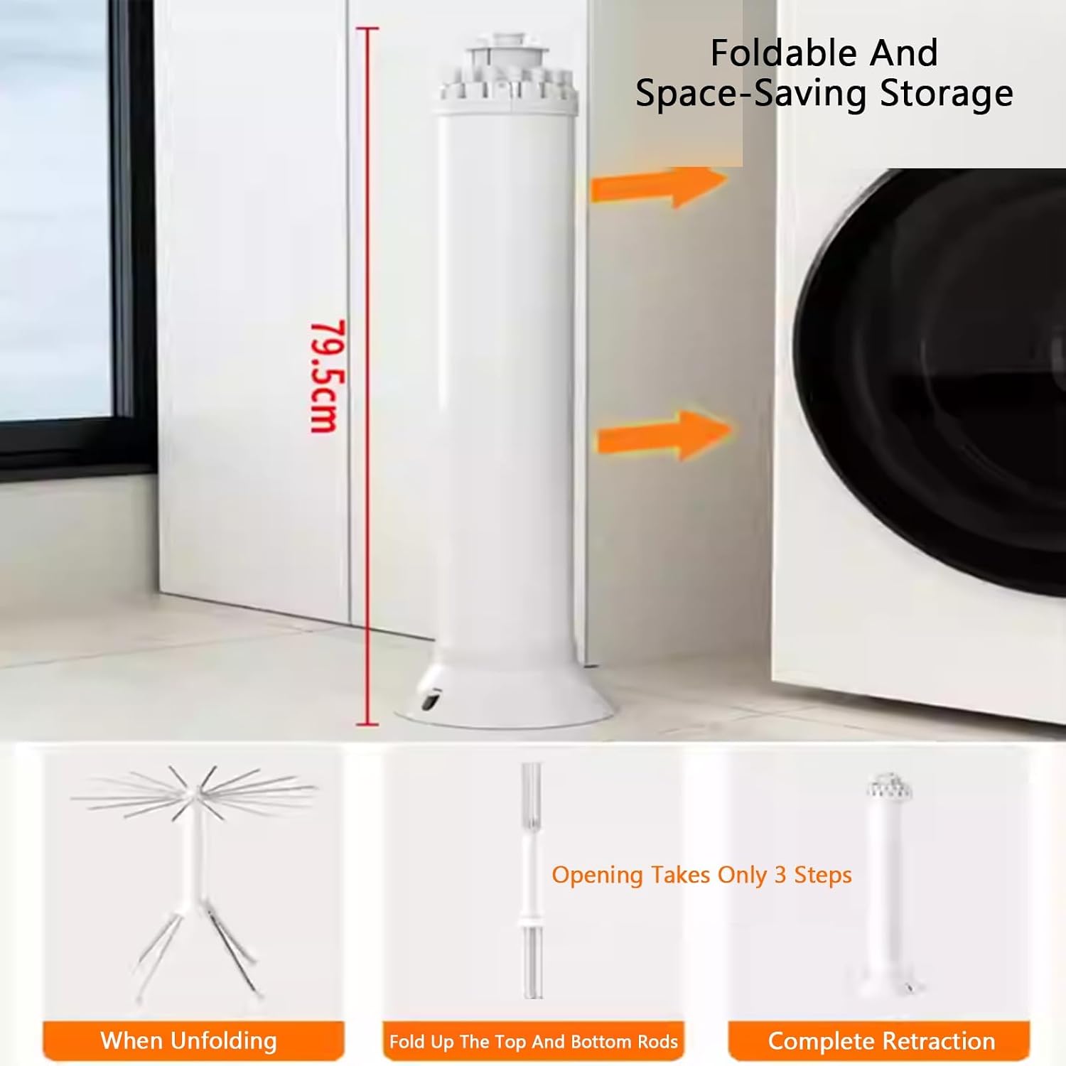 2-Layer Cylinder Clothes Drying Rack,Foldable Laundry Drying Racks with 4 Pulleys,16 Expandable Rods and 16 Stainless Steel Clip,for Clothes Socks Towel