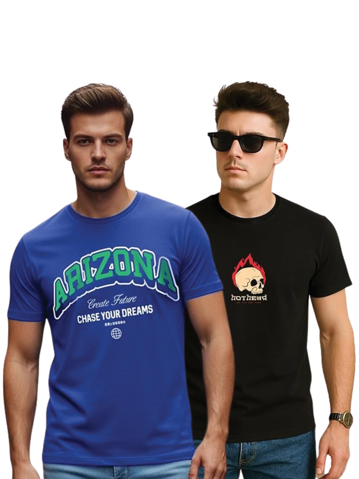 veirdo Men’s Trendy Graphic Regular Fit T-Shirt Combo Pack of 2 | Casual Pure Cotton Round Neck Tees | Stylish Fashion Tops for Everyday Wear | Sizes: S to XXL-picture-13