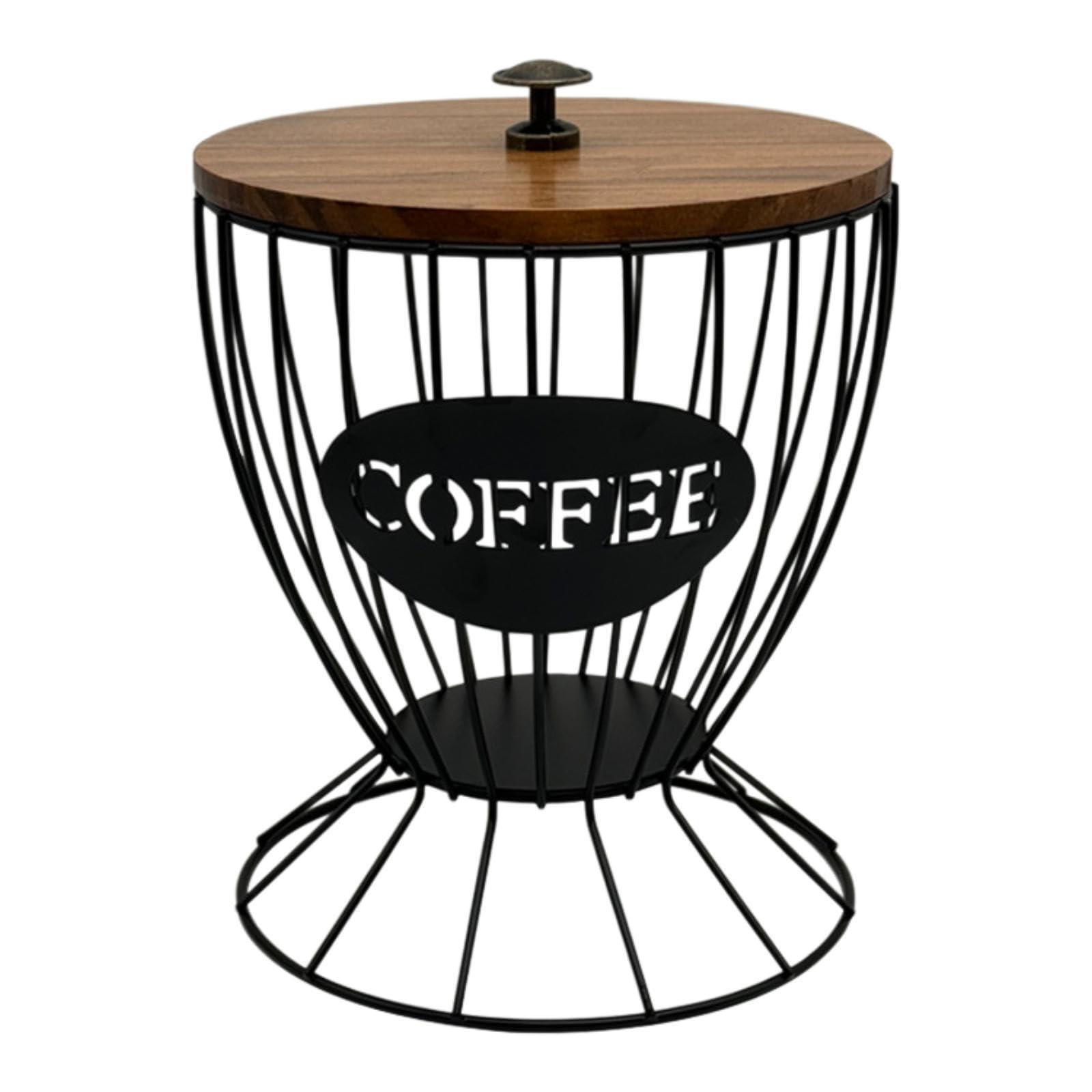 Alcxazs Light Large Opening Coffee Pod Holder Wire Storage Basket Elegant Coffee