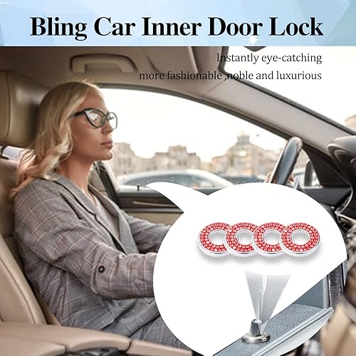 Miniatura 6 de Bling - Accesorios para cerradura de puerta de automóvil, calcomanías brillantes para cerradura de puerta de automóvil, tapas de pasador de