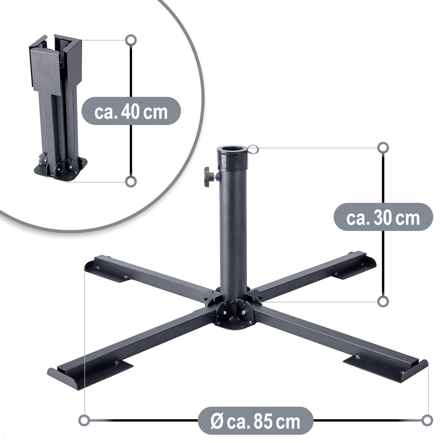 com-four® Portaombrellone in Acciaio Verniciato a Polvere - Portaombrellone Pieghevole - Portaombrellone per Giardino, Balcone e Terrazza - Portaombrellone Pieghevole - Supporto in Metallo