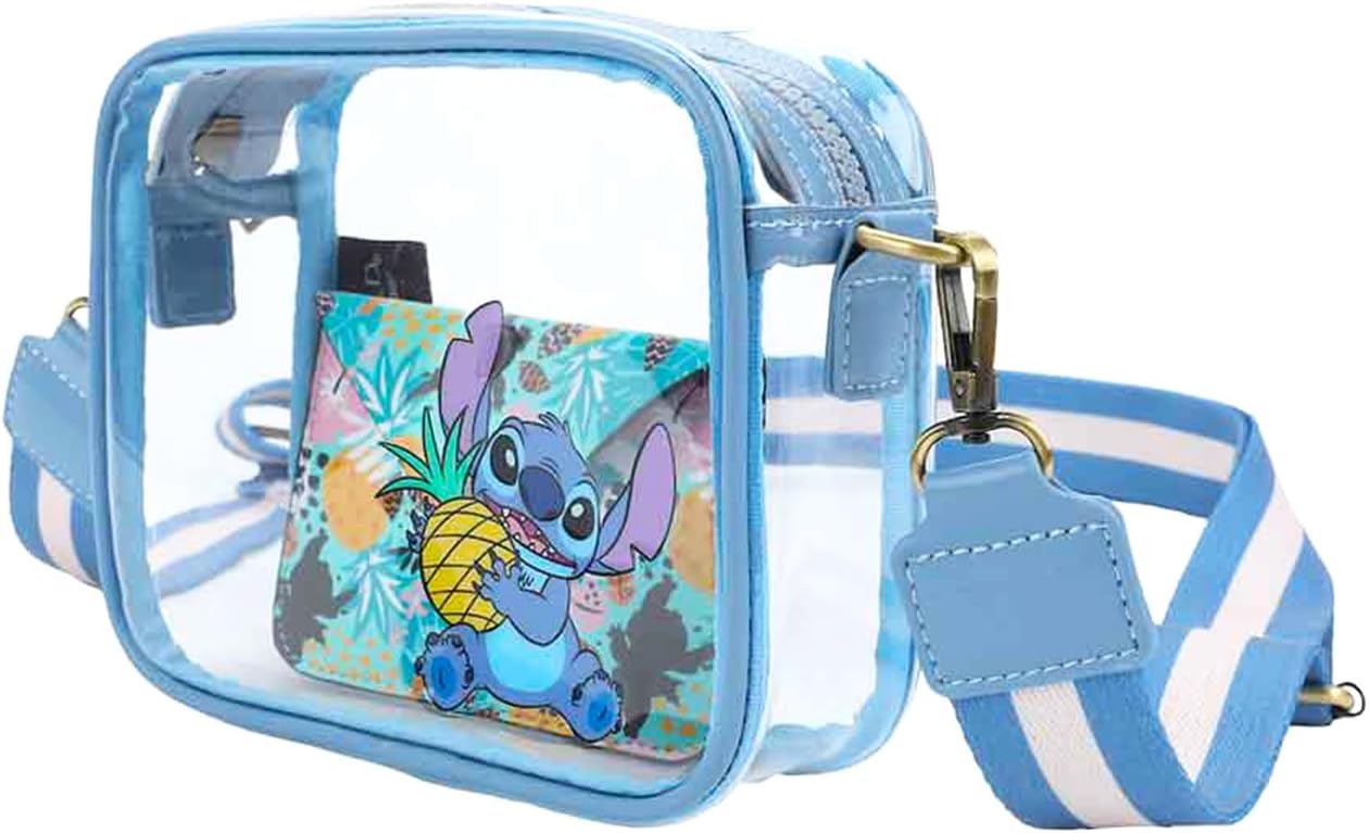 Stitch Clear Purse Set - Disney Handbag Bundle with Cute Crossbody Bag and Wallet for Women Plus More | Stitch Transparent Purse for Stadiums Set