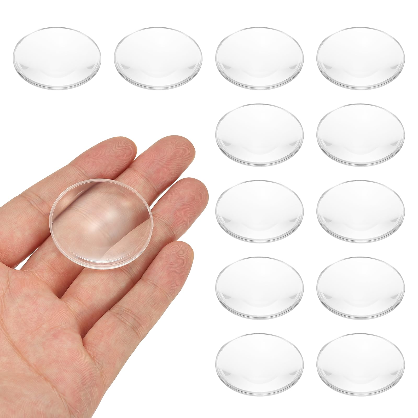 PATIKIL Confezione da 12 lenti biconvesse, diametro 37 mm, lunghezza focale 42 mm, lenti ottiche asferiche, fermacarte, in acrilico, doppia convessa, per fai da te, ufficio, scrivania, casa