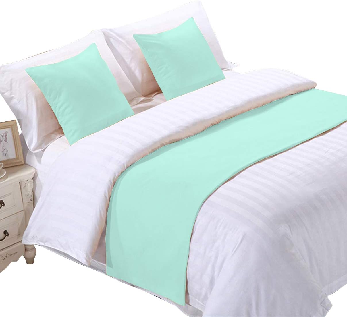 3 Piece Bed Runner Scarf Protector SDipcover Bed Decorative Scarf for Bedroom Hotel Wedding Room - 800 TC-100% Egyptian Cotton, Solid (King, Black)