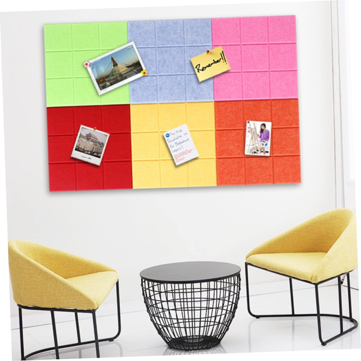 SECFOU 4pcs DIY Felt Photo Display Board Wall-Mounted Message Board Light Blue for Classroom and Home Decoration Safe Odorless Material Design