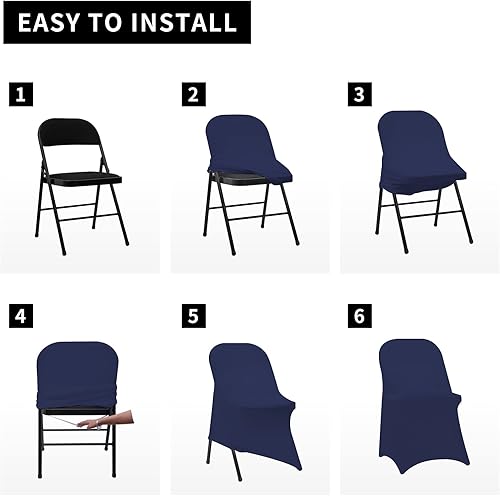 Vista 43 de HAINARverS Fundas para sillas plegables de elastano elástico, 30 unidades, protector universal para sillas para bodas, fiestas, banquetes
