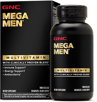 GNC Mega Men Multivitamin Caplets, Timed Release, 90 Caplets