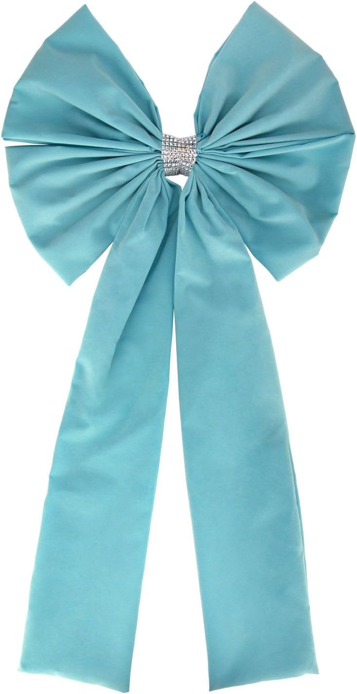 36x18 Inches Extra-Large Christmas Tree Topper Bow Light Blue Velvet Ribbon Gift Bows for Christmas Home Decor, Outdoor Indoor Car Decoration
