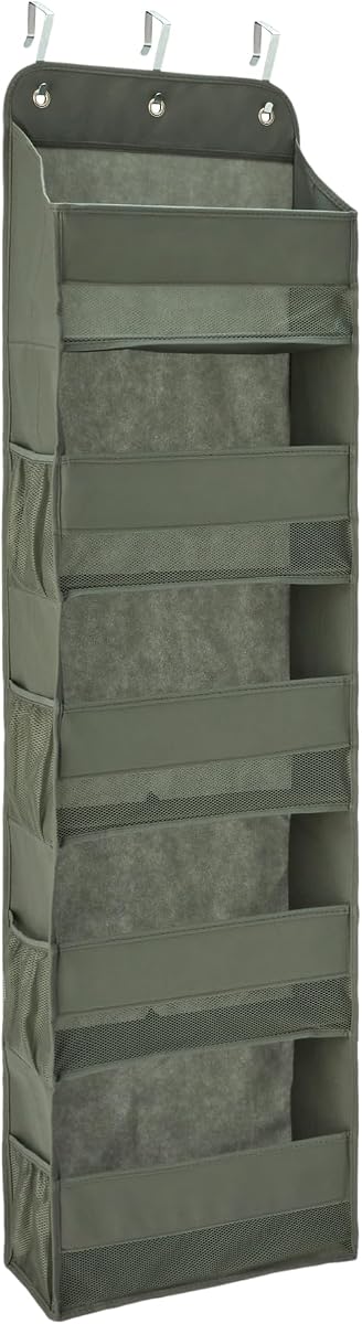 Organizador de zapatos para colgar sobre la puerta de 5 niveles, gran capacidad, ahorro de espacio, 6,4 x 54,5 x 14,9 pulgadas, gris oscuro