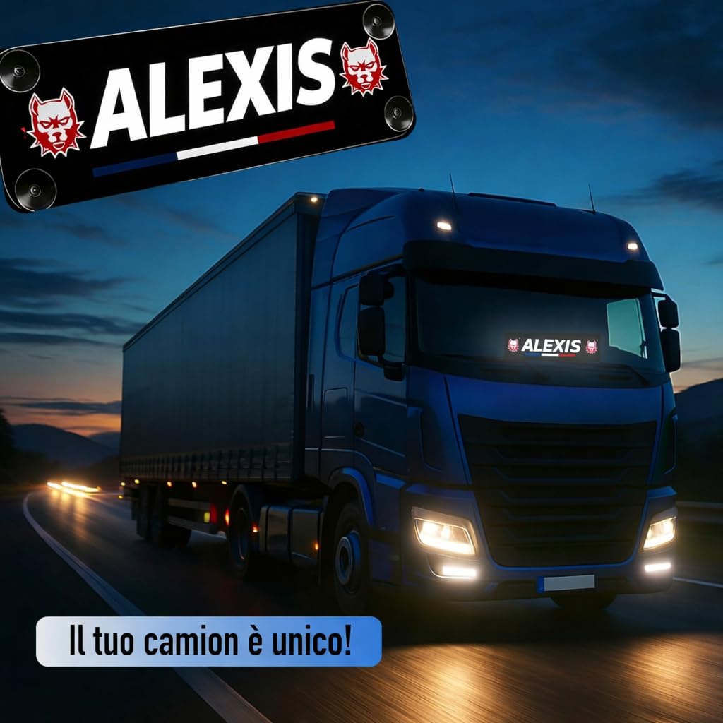 Piastra luminosa cabina camion - nome, messaggio, logo personalizzato - Illuminazione potente LED 5, 12, 24 V - Insegna al neon personalizzabile decorazione interna - Fabbricazione