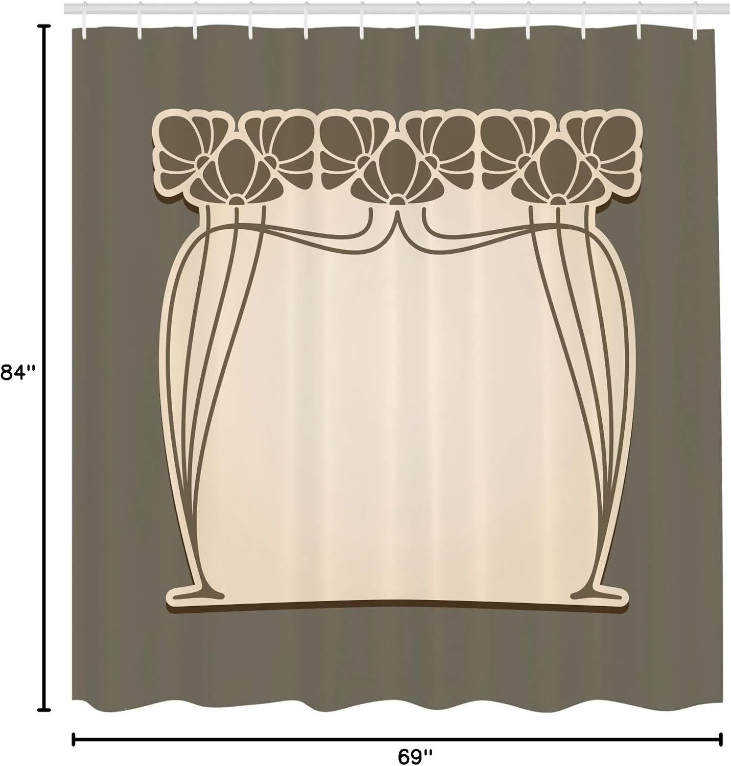 Ambesonne Art Nouveau Shower Curtain, Flower Bouquets Forming an Arch Vintage Style Feminine Old Fashioned, Cloth Fabric Bathroom Decor Set with Hooks, 69" W x 84" L, Army Green Champagne