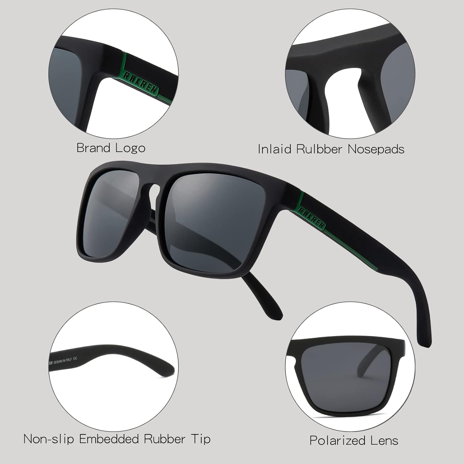 RAKREN Square Polarized Sunglasses Men Women Classic Fishing Driving Sports Sunglasses for Men 100% UV Protection - Image 3