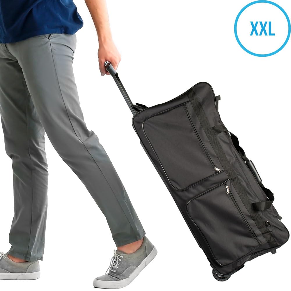 XXXL torba na kółkach 182 l, z 3 rolkami, czarna, walizka podróżna na kółkach, czarny, 88x 45x 46, torba podróżna