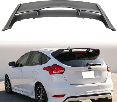 Rear Window Roof Spoiler, Compatible with 2012-2018 Ford Focus Hatchback, RS Style Unpainted Black ABS Rear Windshield Roofline Window Visor, 4 PCs