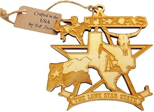 Westmon Works Adorno navideño de Texas, decoración de estrella solitaria de madera, fabricado en los Estados Unidos
