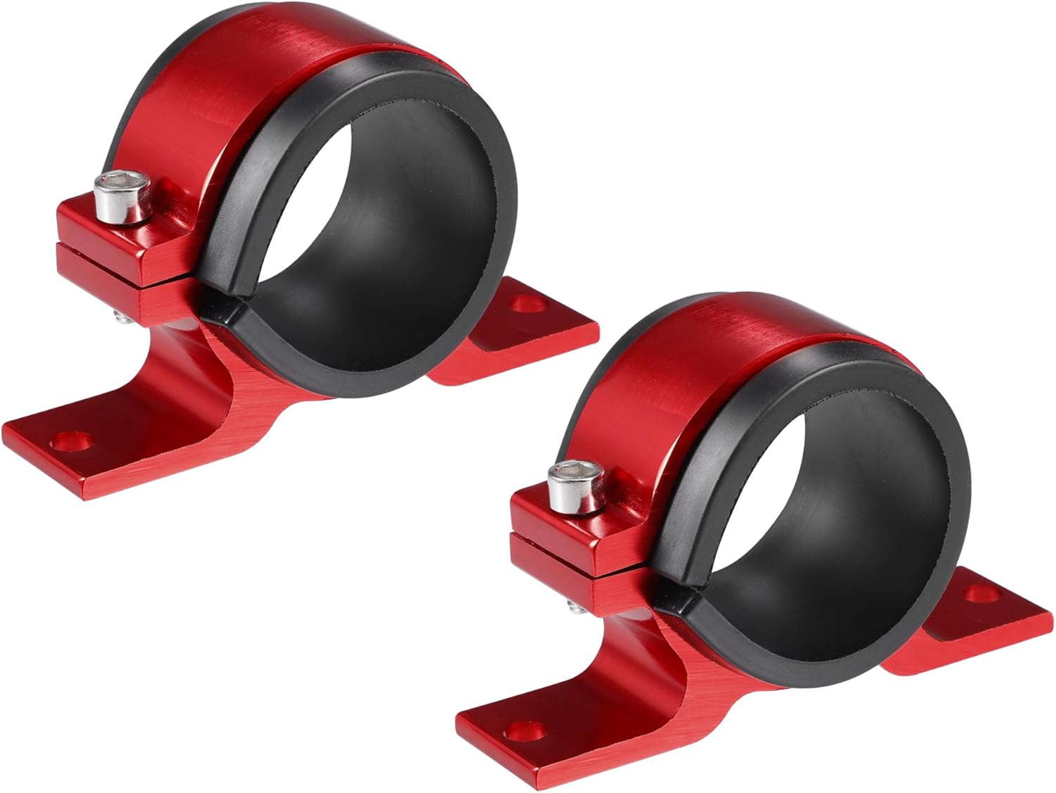 Motoforti Universal Fuel Filter Mounting Bracket, Car Oil Gas Fuel Fuel Pump Clamp Holder, 50mm ID, Aluminum Alloy, Red, 2pcs
