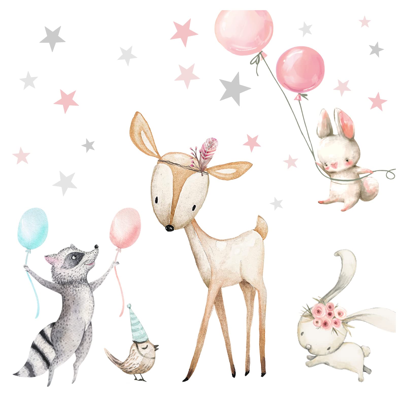 Sticker mural enfant animaux de la forêt décoration autocollante Little Deco DL644