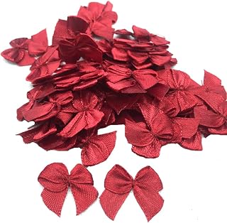 Mini Satinschleifen 100 Stück 2cm Satinband Schleifen zum Nähen Geschenkschleife Kleine Weihnachtsschleifen Satin Band Bowtie Minischleifen DIY Bunte Doppelseitige Bogen Weinrot