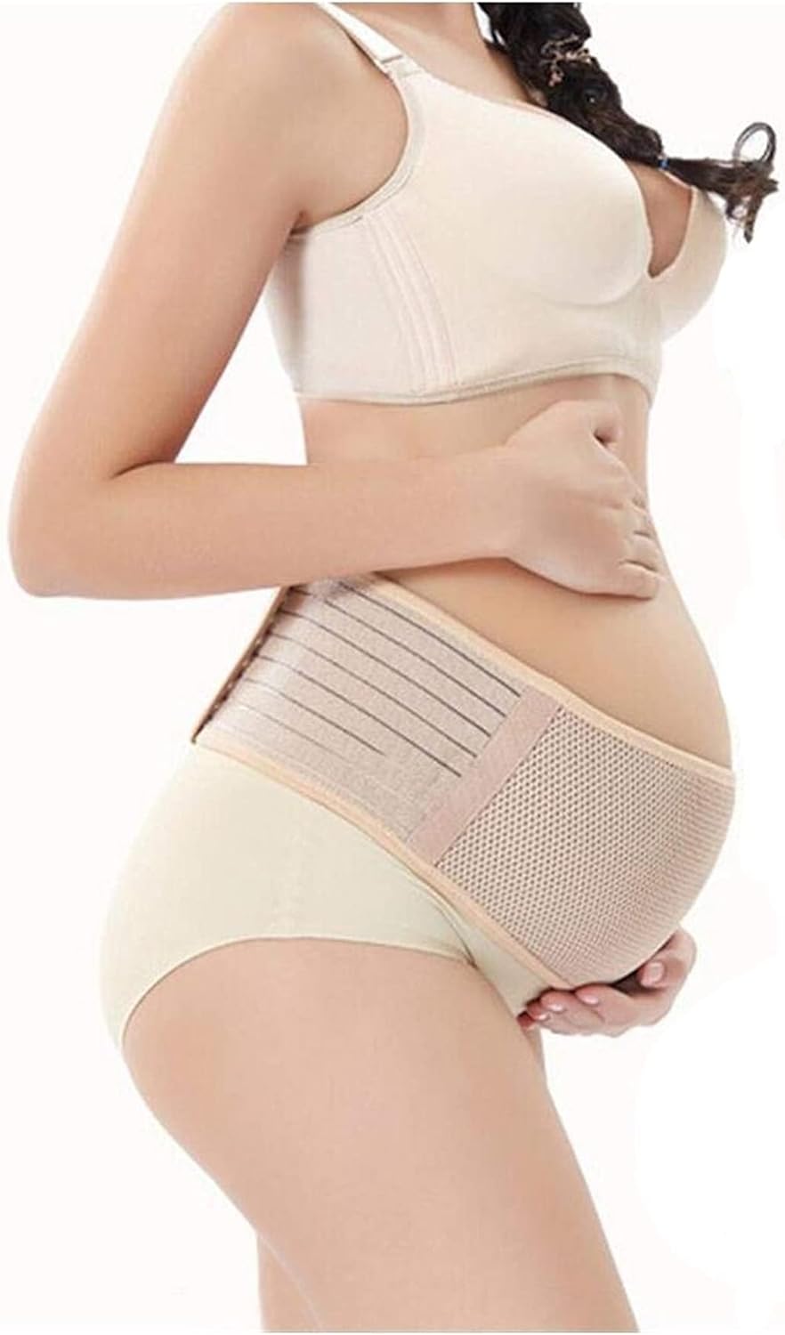 Maternity Belt Back Support Belly Band and Abdomen Belt Breathable Elastic Pregnancy Support Belt Prenatal Back Brace for Pain Relief and Hip & Pelvic Relief-One Size-Beige