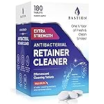 Retainer Cleaner & Denture Cleanser - 180 Effervescent Tablets 6 Month Supply Removes Stains, Discoloration, Odors, Plaque Clear Aligners, Mouth Night Guard, All Dental/Oral Appliances