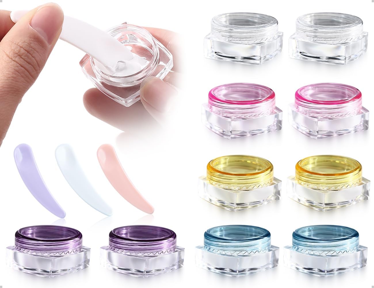 Emezddo 10 stuks potjes, transparante lege lippenbalsem, mini-crèmepotjes, cosmeticapotjes met deksel, gebruikt voor lippenbalsem, lotion, crème, thuis, reizen (5 g)