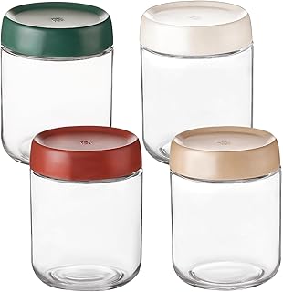 Eidoct 4-Pack 15.8oz Glass Jar with Screw Lid Leakproof Overnight Oats Container, Yogurt Jars, Oatmeal Salad Jars, for Cer...