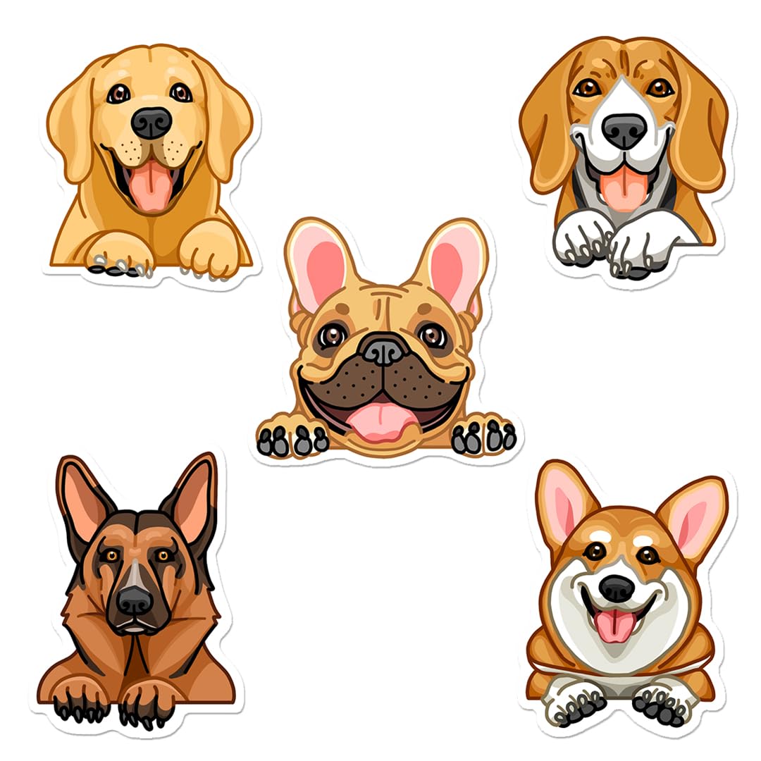 Cute Dog Peeking Stickers; Waterproof Peeker Decals for Laptops, Tumblers, Journals, Phones, Luggage, Cars; Original Designs by Caba Stickers