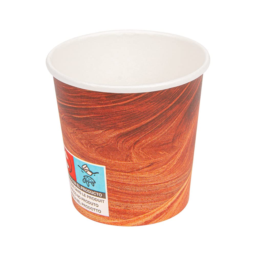 1000 unità - Bicchieri Bevande Calde 1 Parete 'Arizona' 120 ml 230 + 18 Pe G/M2 Ø6,2/4,5X6 Cm Marrone Cartoncino
