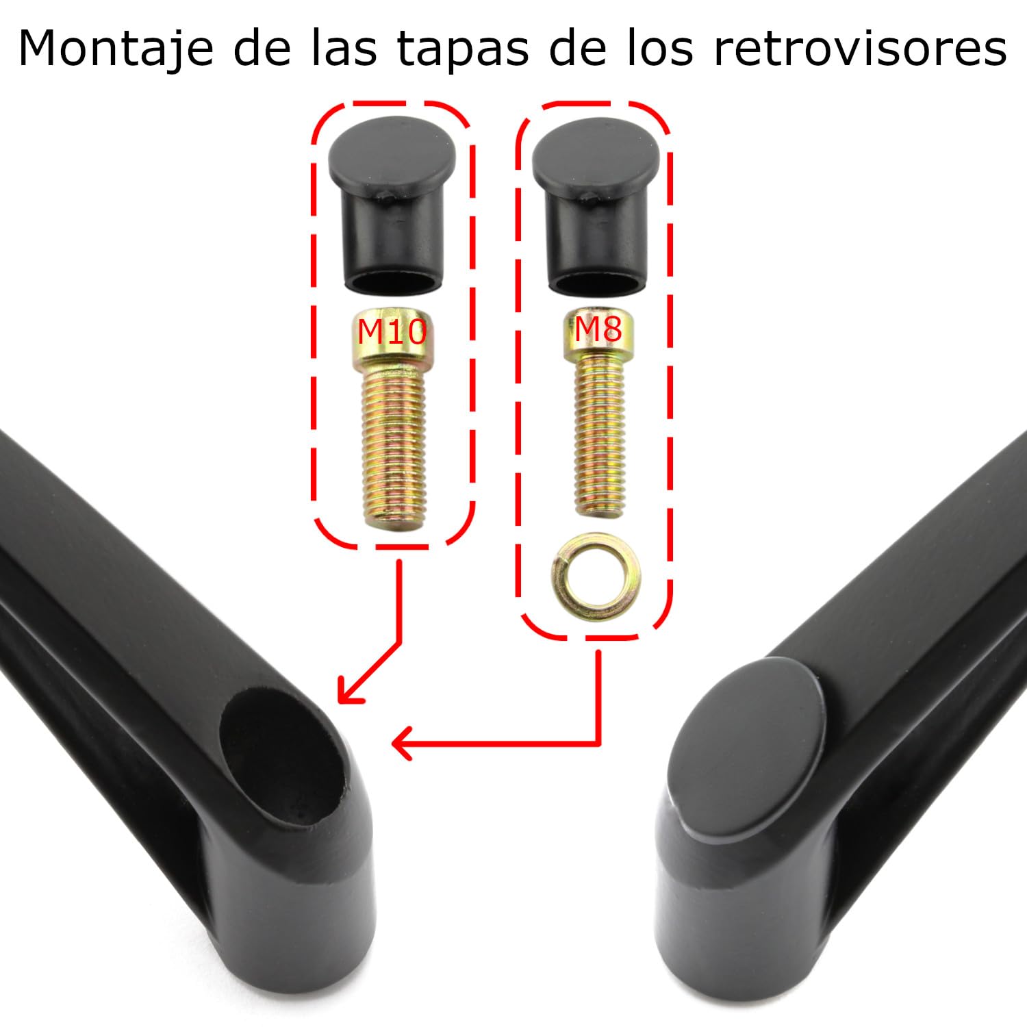 Area1 Espejo para moto y scooter Carbono (2 piezas) Homologado E, 2x M10/M8 rosca derecha + 1xM10/M8 rosca izquierda ATV, Quad (Carbono)