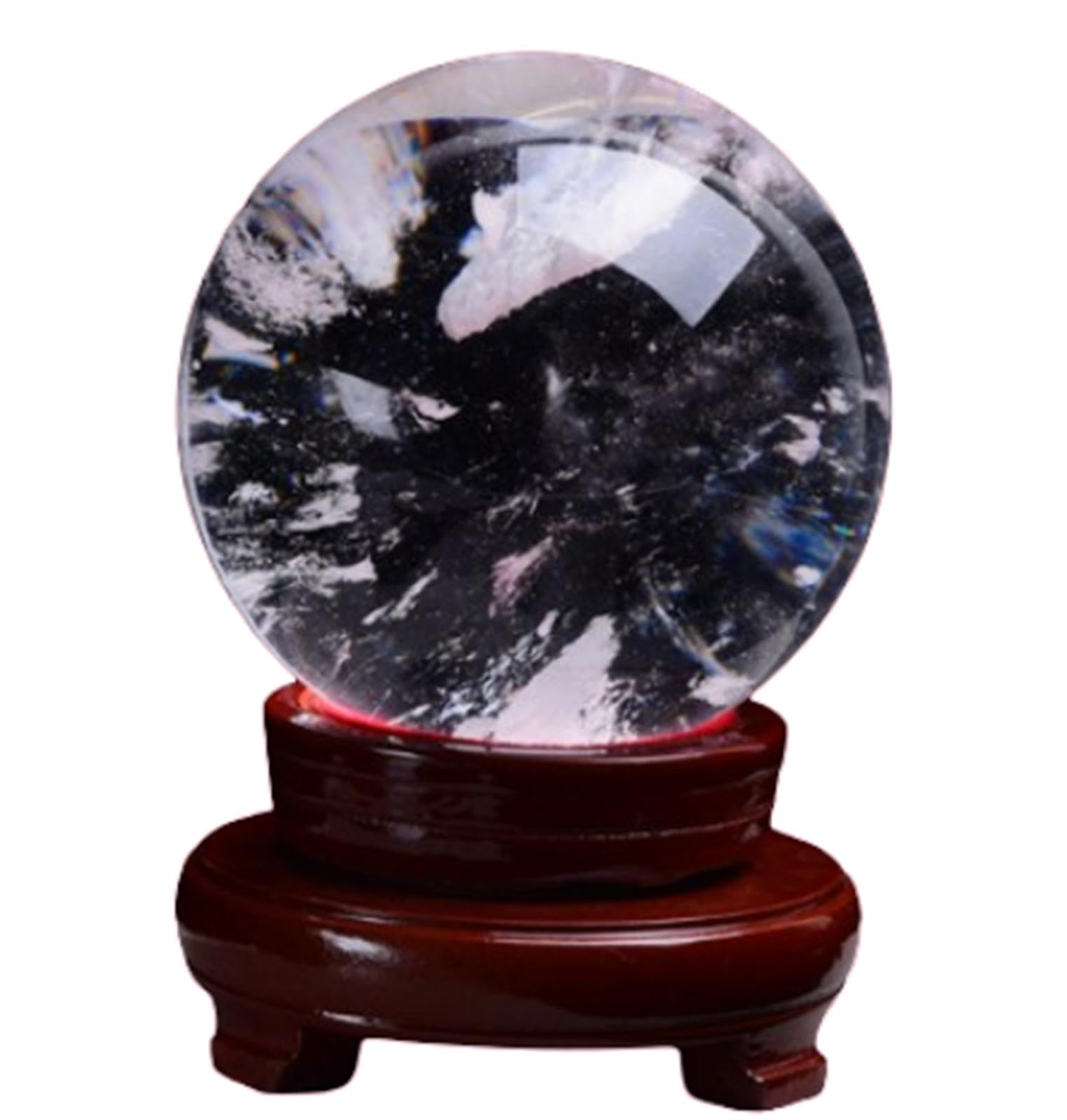 BHBHCPZGR Real Quartz Crystal Ball Clear Sphere with Stand Round Collection Crystals Stone for Home Decoration FengShui,19cm/7.5in