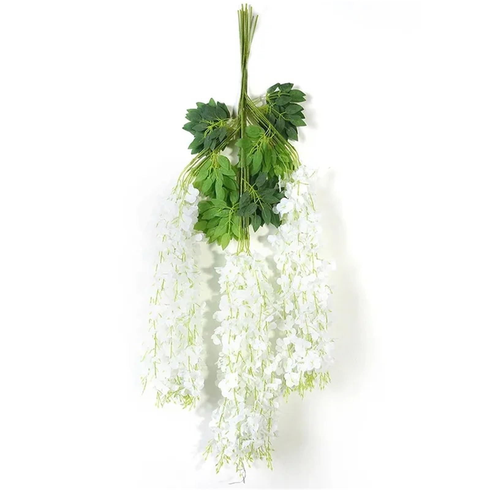 Dcrxz Artificial Flowers 12Pcs Artificial Wisteria Flower String Hanging Garland Outdoor Wedding Garden Arch Decoration Home Party Decor Fake Flower Vine(White)