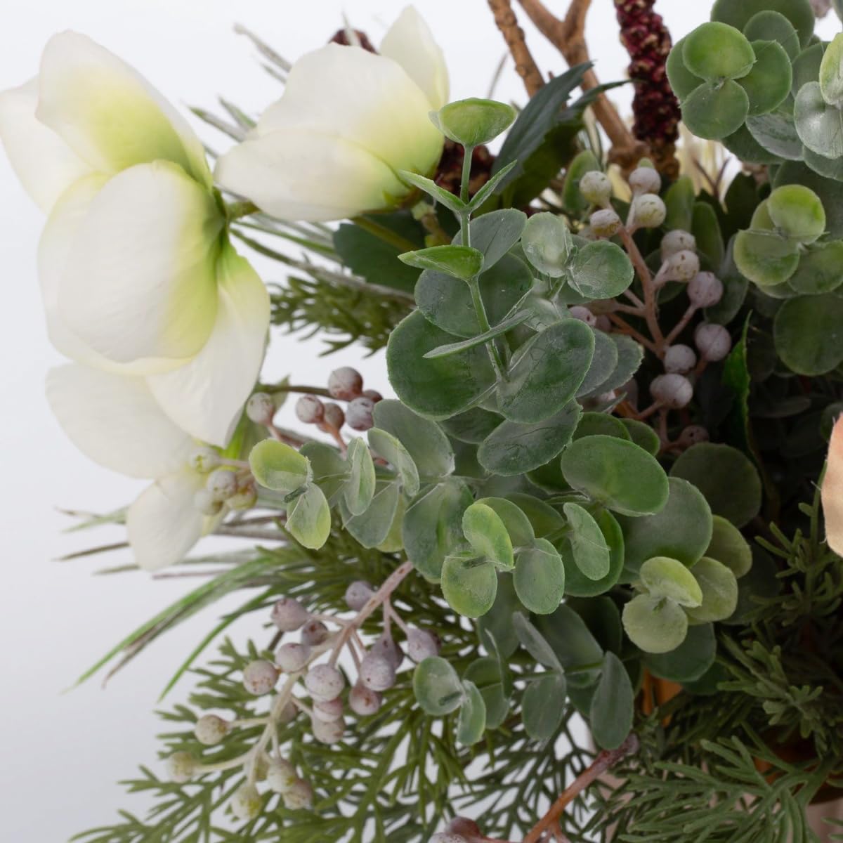 artplants.de Kunst Winterstrauß Moana, Amaryllis, rosa-weiß, 50cm, Ø45cm - Textilblumen Strauß