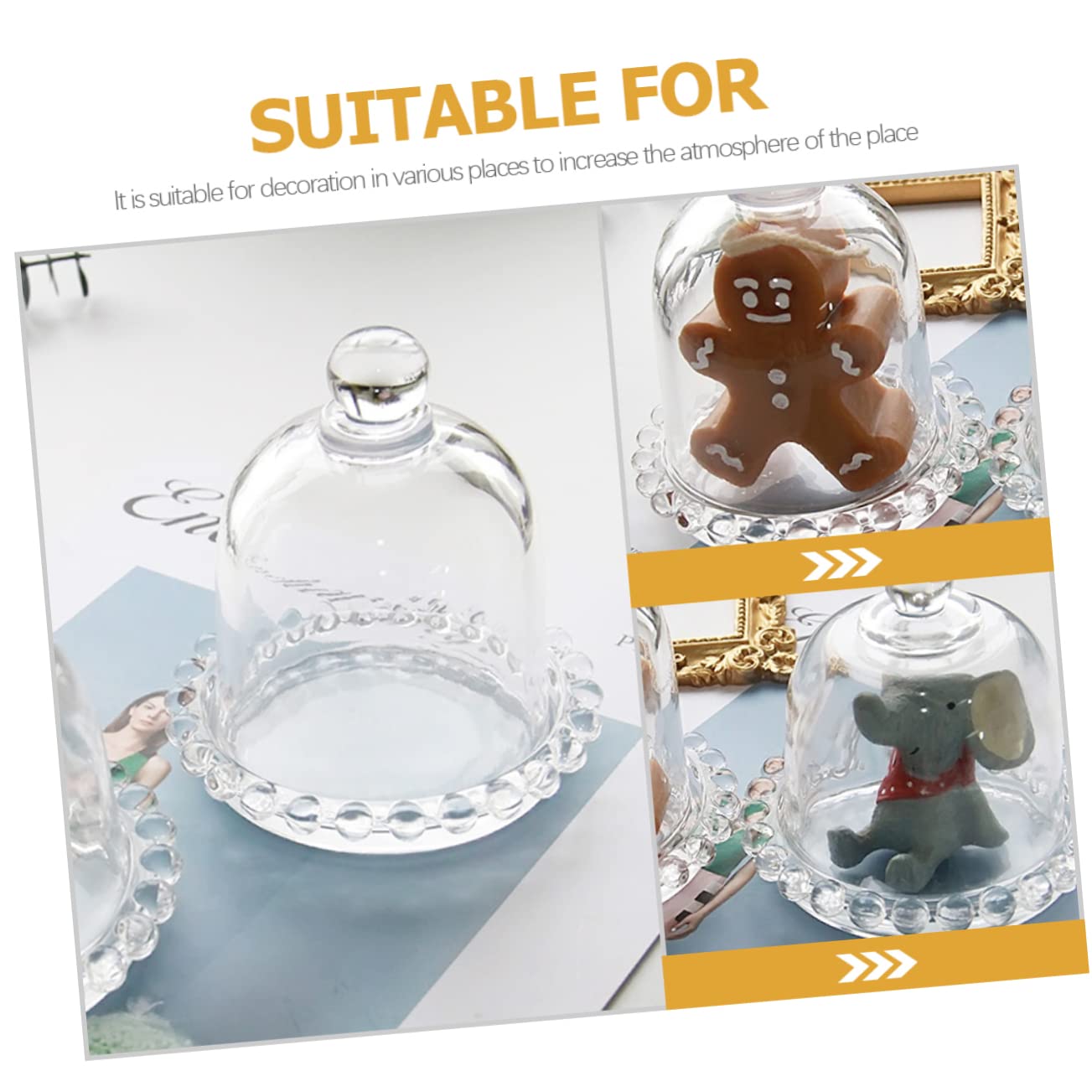 ABOOFAN Lot De 2 Cloches en Verre pour Bougies Plantes Succulentes Guirlandes Lumineuses Photo Gâteau Dessert Décoration