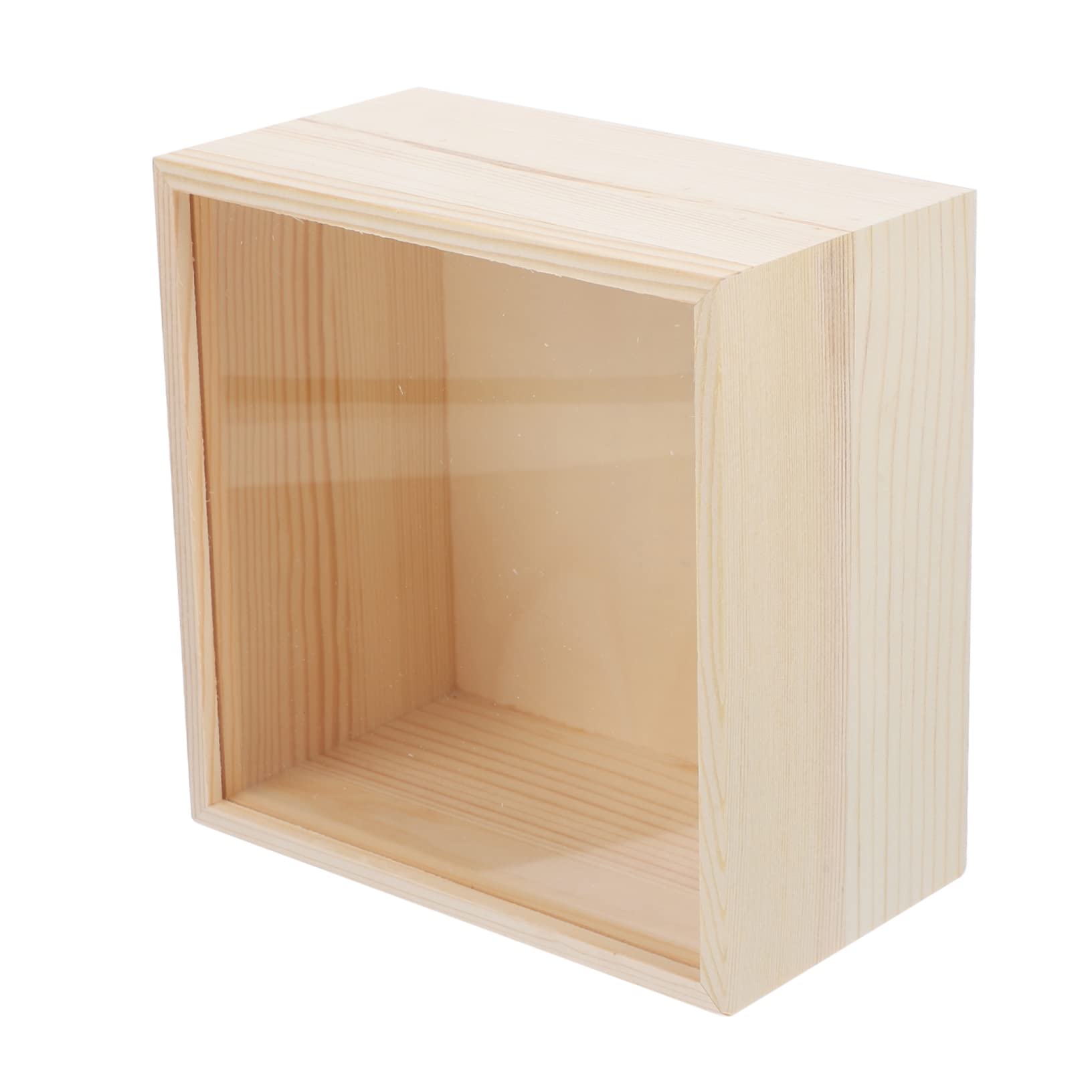 Garneck Scatola di Legno con Coperchio Trasparente, Organizer Khaki