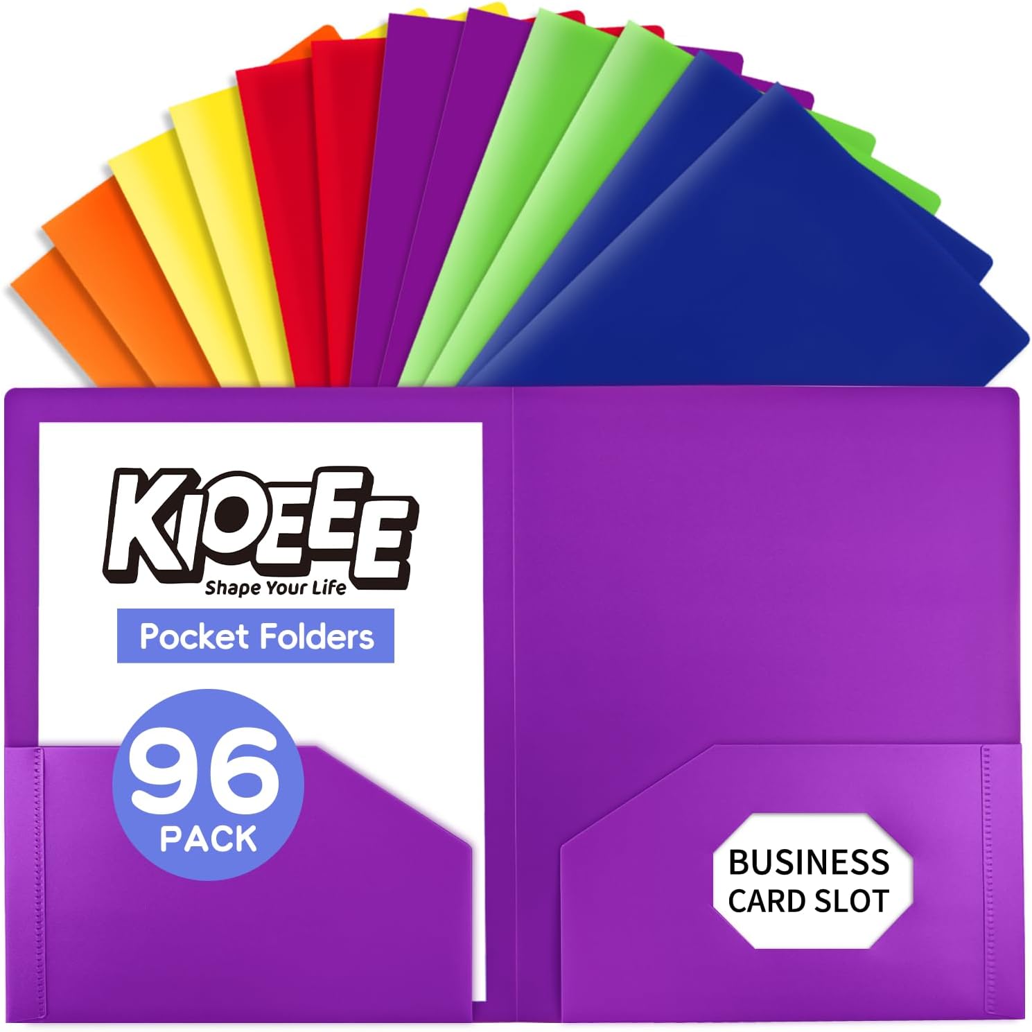 96Pcs Plastic Folders with Pockets (Multi-Colored),Fit Letter Size Paper,Durable Heavy Duty,2-Pocket Folder for School Office or Home,Durable Acid-Free Poly,Back to School Supplies Bulk