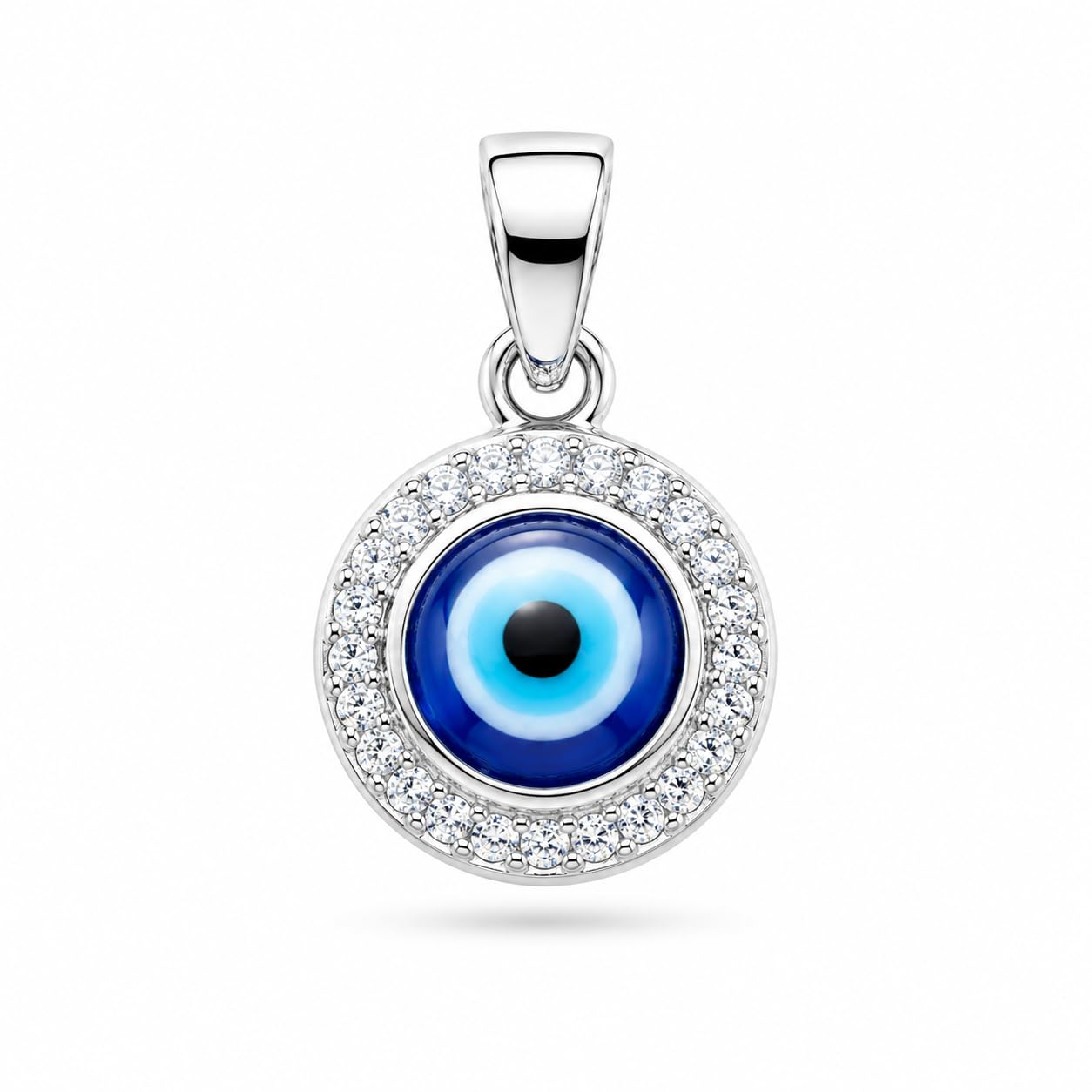nemichand jewels 925 Sterling Silver Evil Eye Pendant with CZ Stones for Men & Women-picture-24