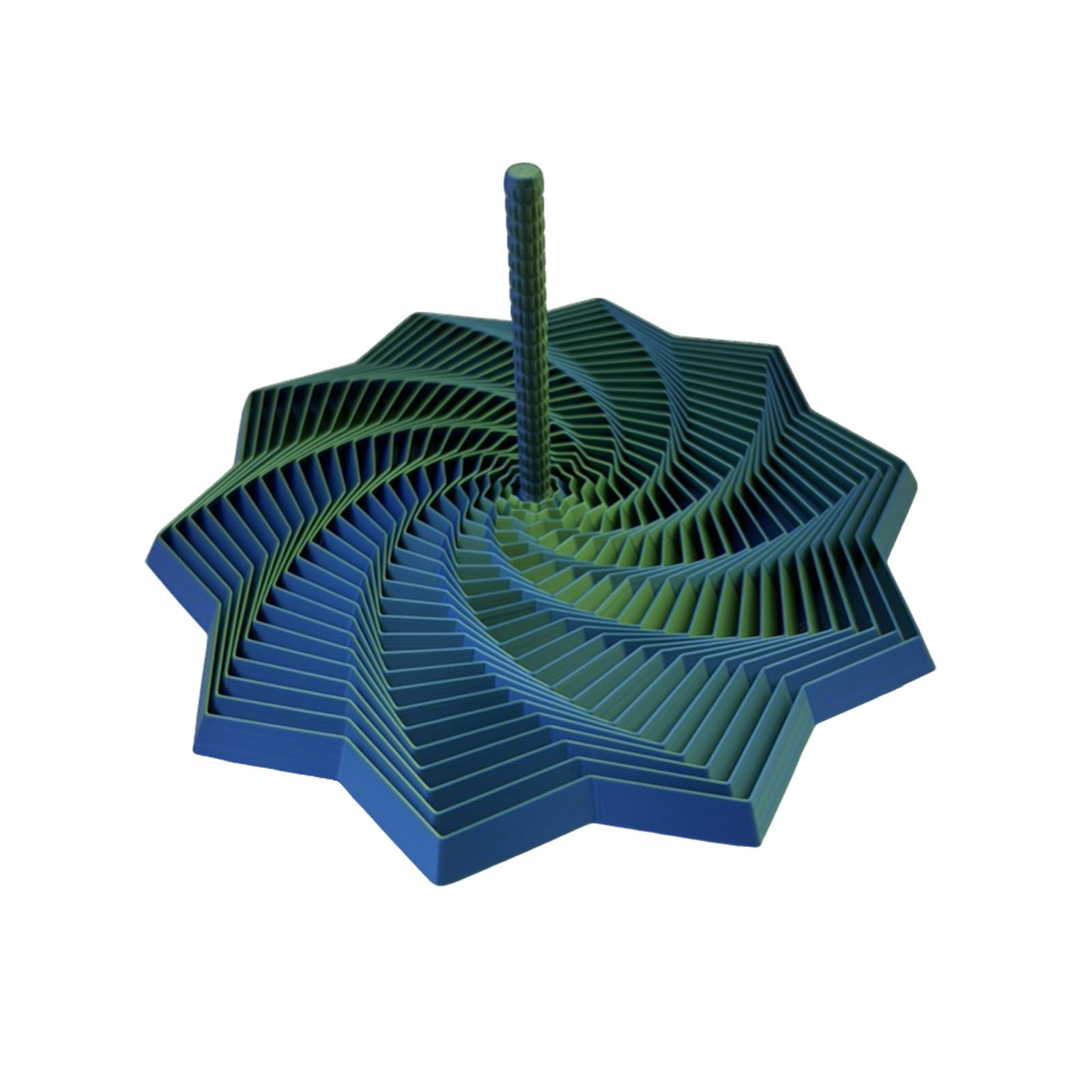 3D Printed Expanded Sensory Fidget Star with Handle, Expandable Fractal Hexagon Fidget Toy, Spiral Honeycomb Stress Relief Desk Toy for Adults & Kids, Portable PLA Relaxation Spinner (Green, 9cm)
