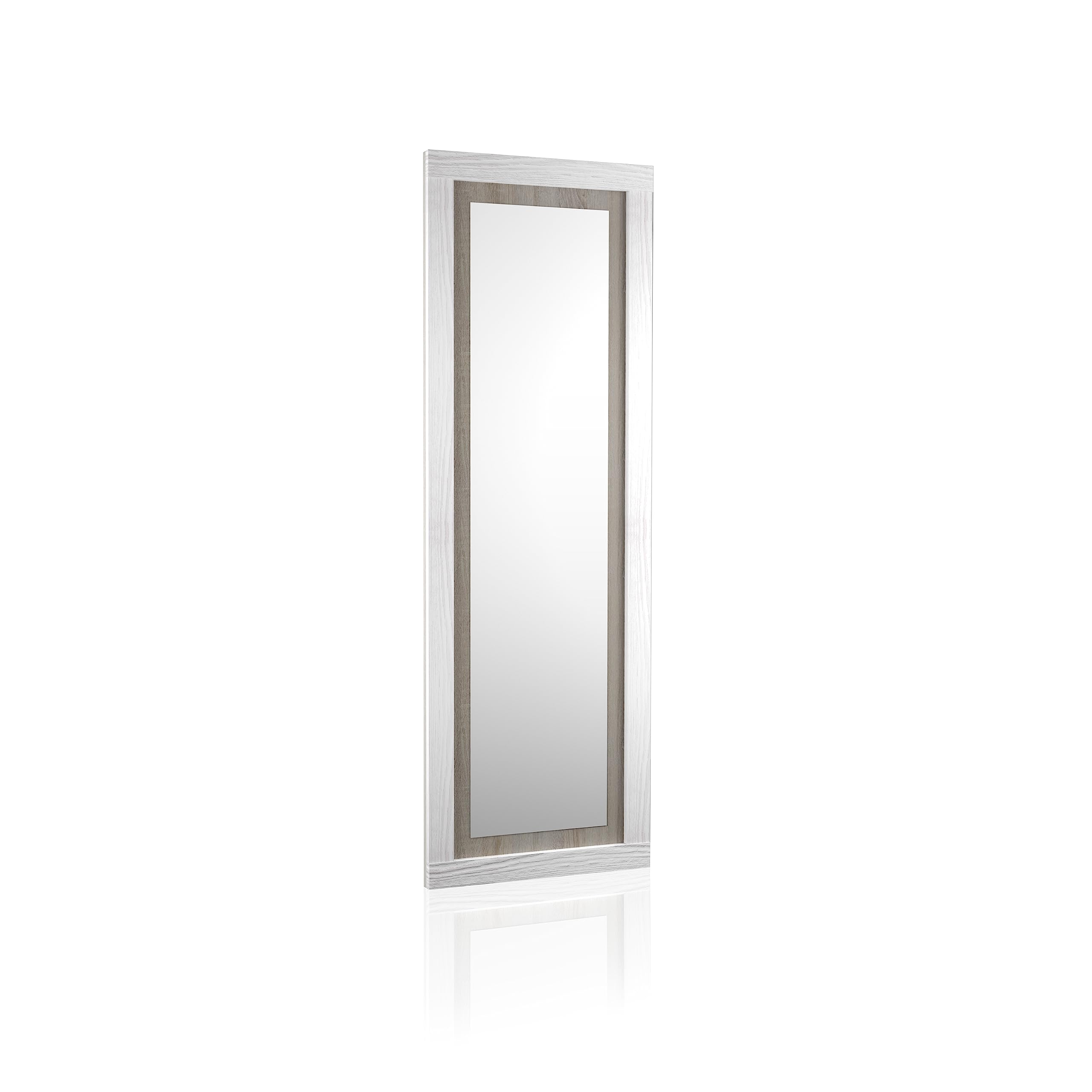 duehome | Espejo Mural Rectangular, Espejo de Pared, Modelo Kira, Acabado en Color Andersen Pino y Gris, Medidas: 60 cm (Ancho) x 180 cm (Alto) x 3,5 cm (Fondo)