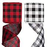 【Natürliches Material】 Das karierte Weihnachtsbüffelband besteht aus natürlichem Sackleinen, das verschleißfest und langlebig ist und gleichzeitig sehr dünn und leicht ist. Nicht verblassen und lange Lebensdauer.